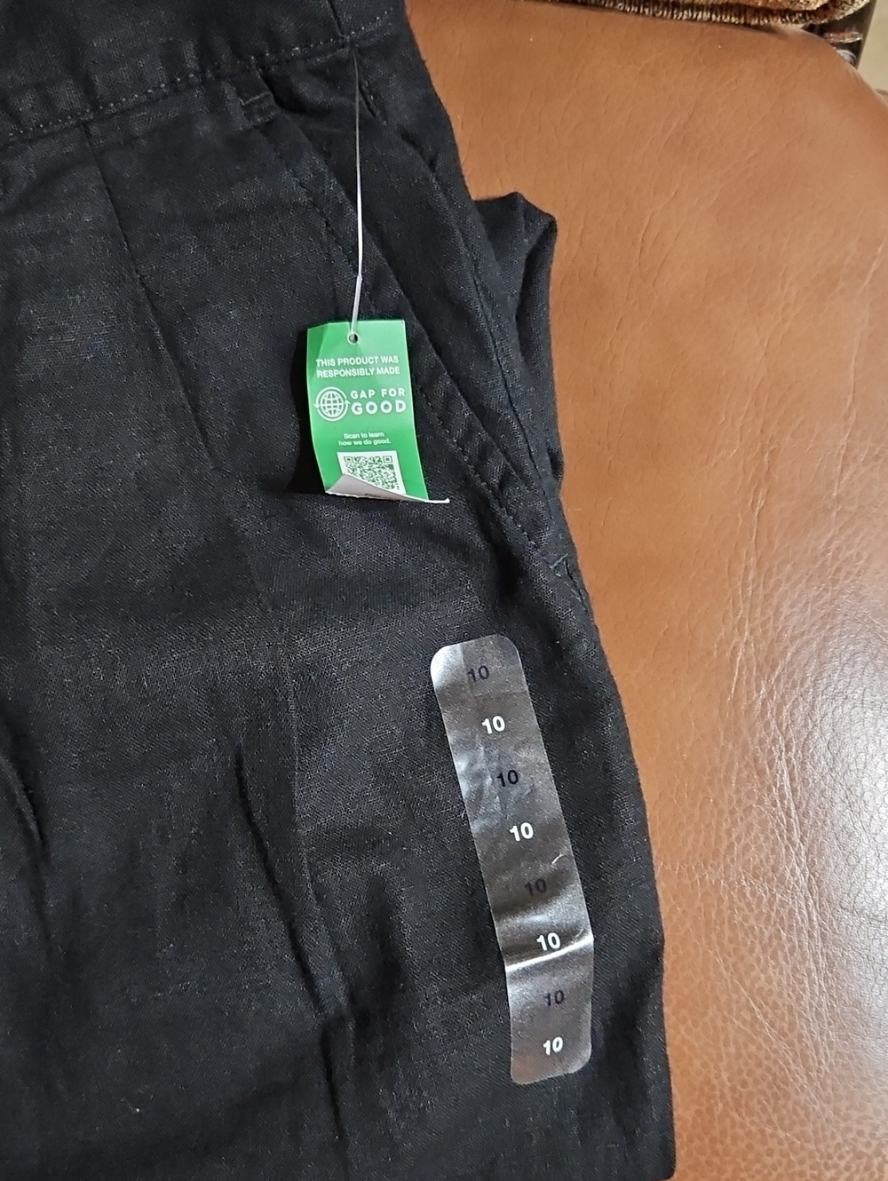 Gap 365 High Rise Linen Blend Trouser Pants Wide Leg Black Pleated NWT - Picture 4 of 5